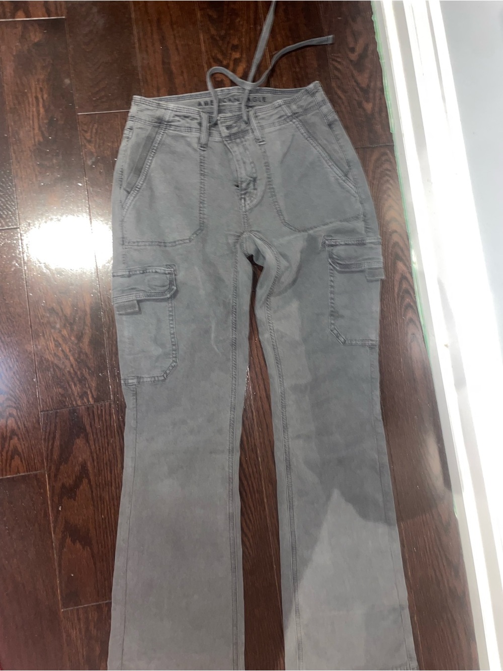 American Eagle Outfitters Gray Cargo Flare Pants